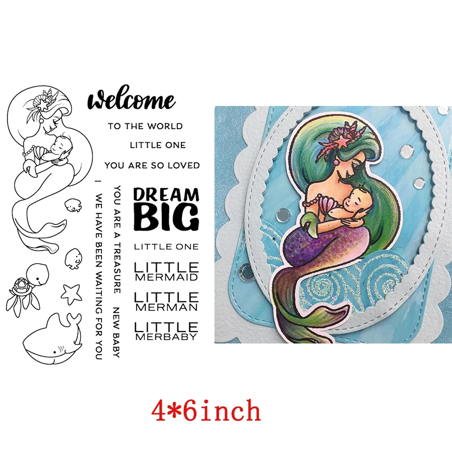 Mermaid Adn Baby Dolphin DREAM BIG WELCOME Words Transparent Clear Stamps For DIY Scrapbooking Paper Cards Crafts New 2020
Mermaid Adn Baby Dolphin DREAM BIG WELCOME Words Transparent Clear Stamps For DIY Scrapbooking Paper Cards Crafts New 2020