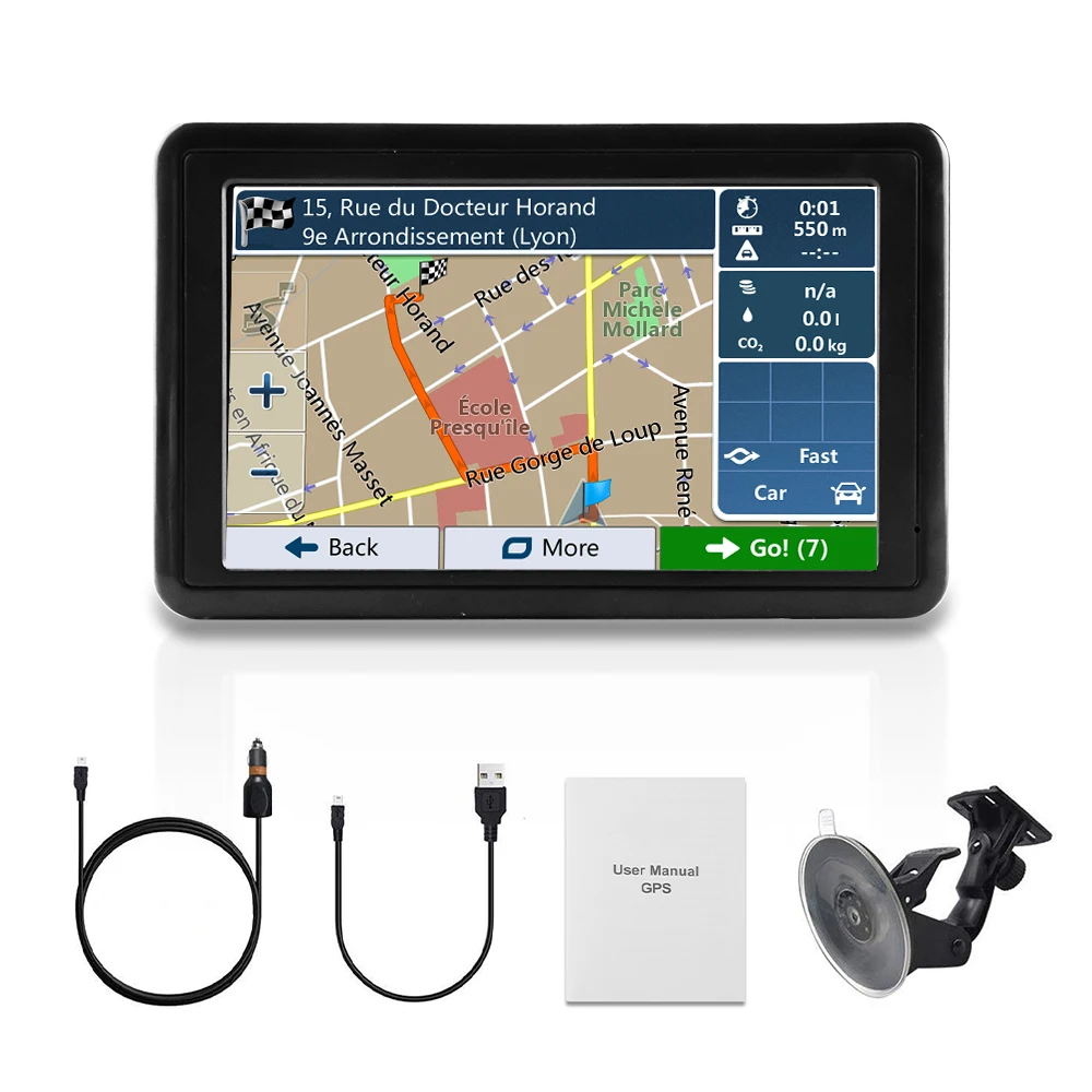 

5 Inch Car GPS Navigation Touch Screen GPS Navigator Truck Sunshade Sat Nav 256M+8G New 2021 America Europe Map GPS Navigators