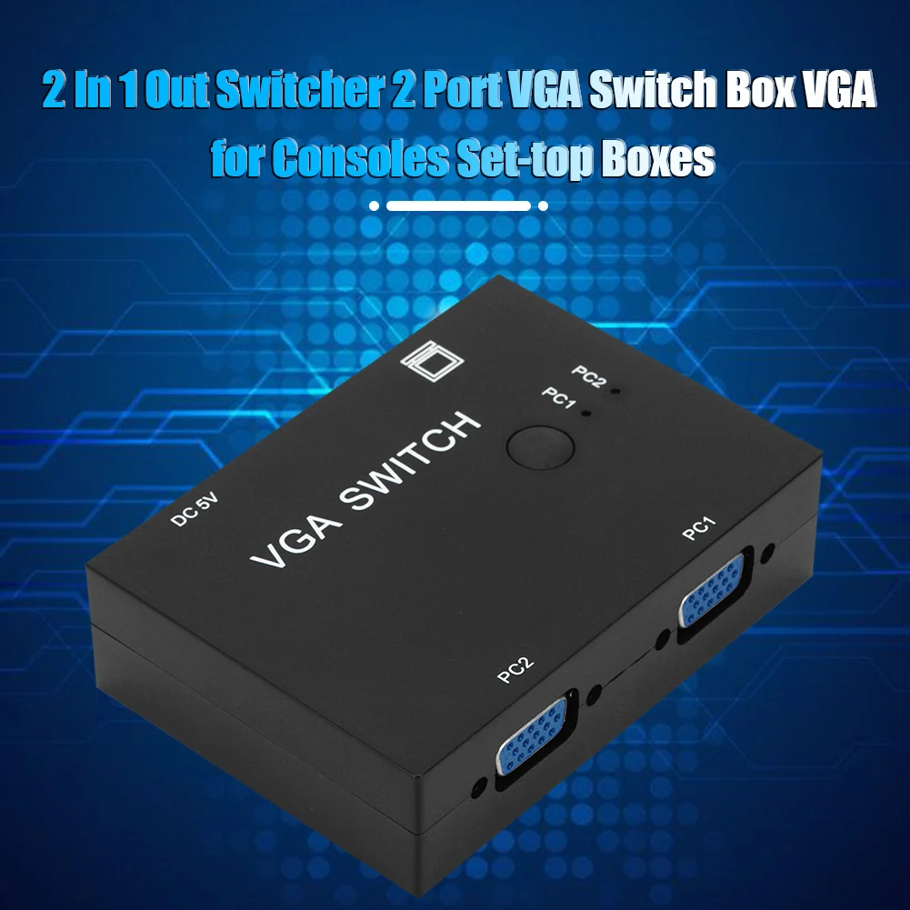 

Новый 2 в 1 видео коммутатор конвертер Sup порт выключателя видео сплиттер 2 порта VGA переключатель коробка 2 шт поделиться 1 монитор