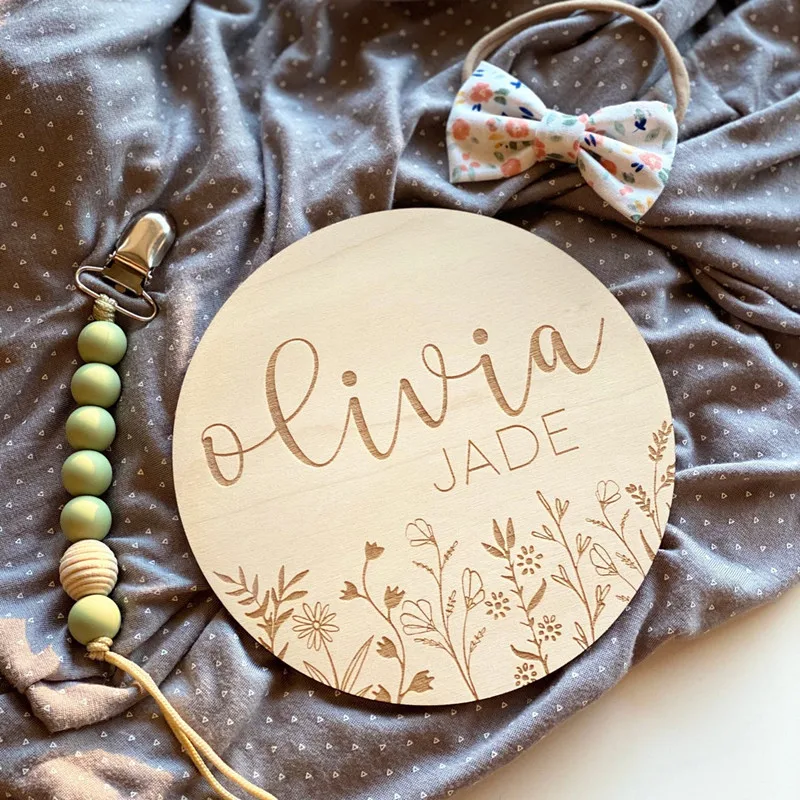 Botanical Engraved Wooden Baby Name Sign Birth Announcement plaque Baby Name Reveal Nusery decor Milestones cards newborn gift
Botanical Engraved Wooden Baby Name Sign Birth Announcement plaque Baby Name Reveal Nusery decor Milestones cards newborn gift