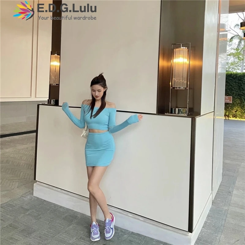 EDGLuLu 2 Pieces Set For Women Off Shoulder Long Sleeve Top+high Waist Tight Mini Skirt Ladies Sets Female Elastic Suit 0317
EDGLuLu 2 Pieces Set For Women Off Shoulder Long Sleeve Top+high Waist Tight Mini Skirt Ladies Sets Female Elastic Suit 0317