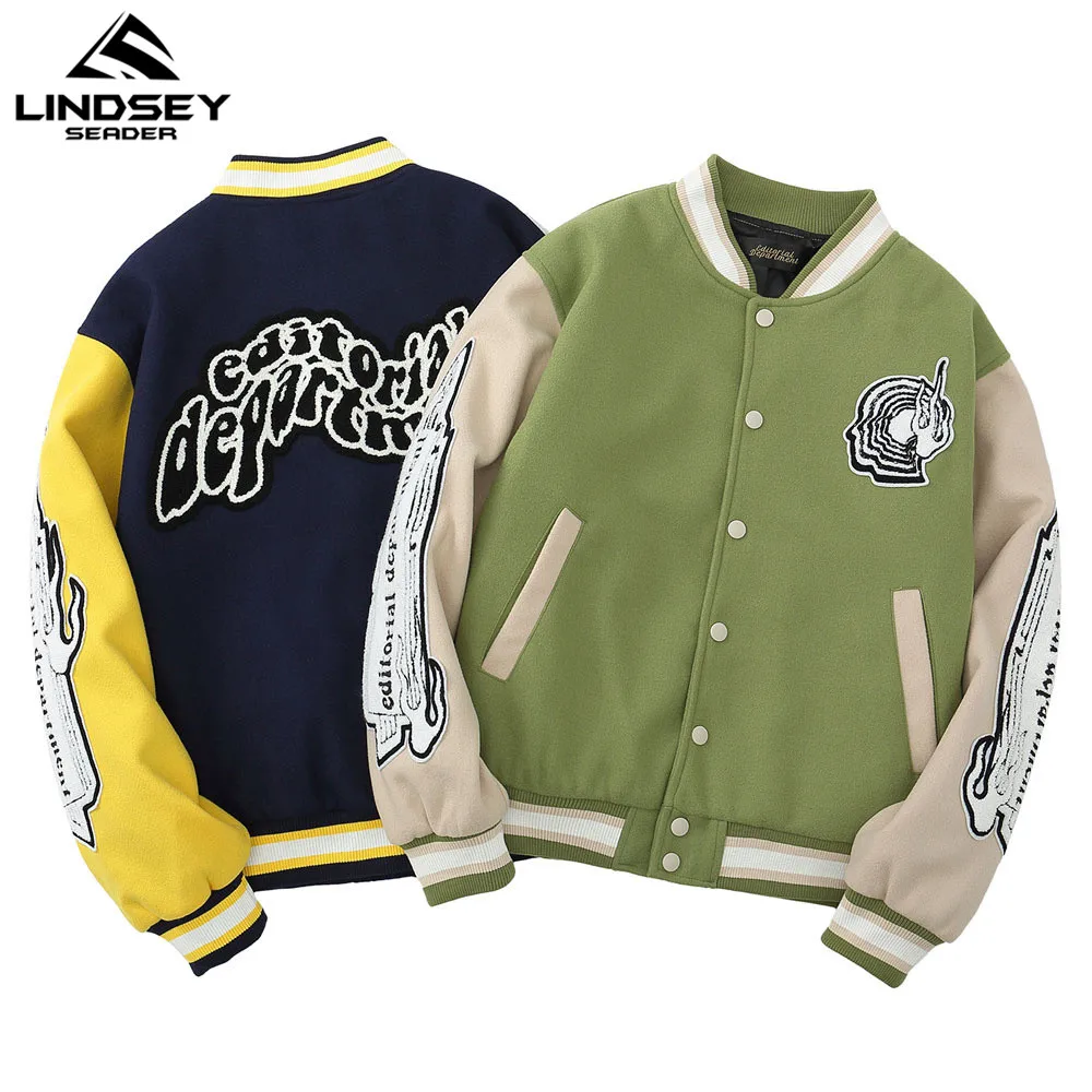 Men Bomber Jacket Fleece Cotton Baseball Jackets Buttons Windbreaker Embroidery Letters Male Outwear Jacket
Men Bomber Jacket Fleece Cotton Baseball Jackets Buttons Windbreaker Embroidery Letters Male Outwear Jacket