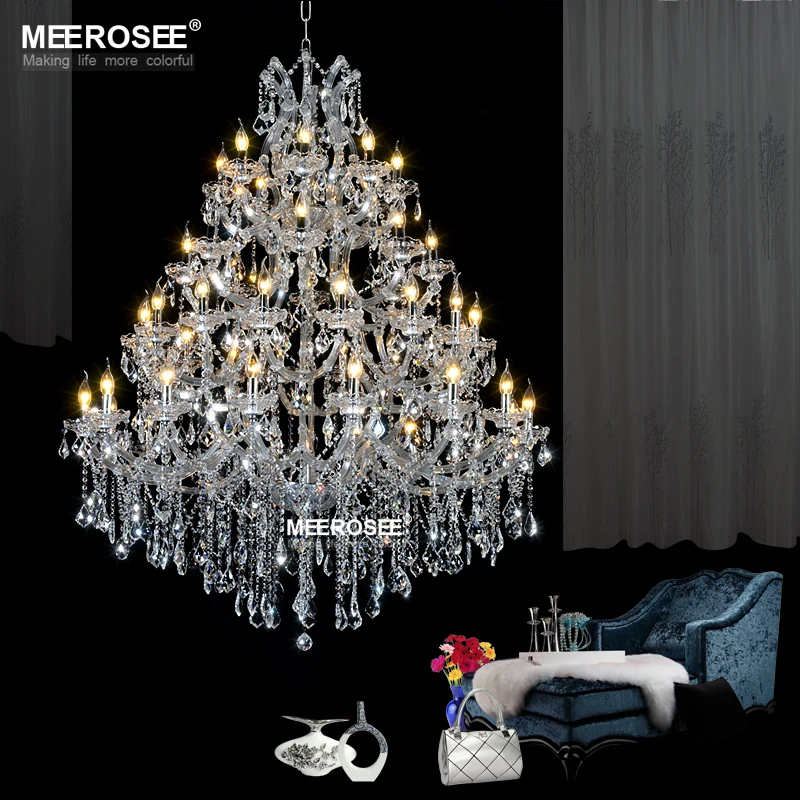 

Large Maria Theresa Chandelier 49 Lights Luxurious Clear Crystal Hanging drop Lamp de cristal lamparas for Hotel Project Foyer