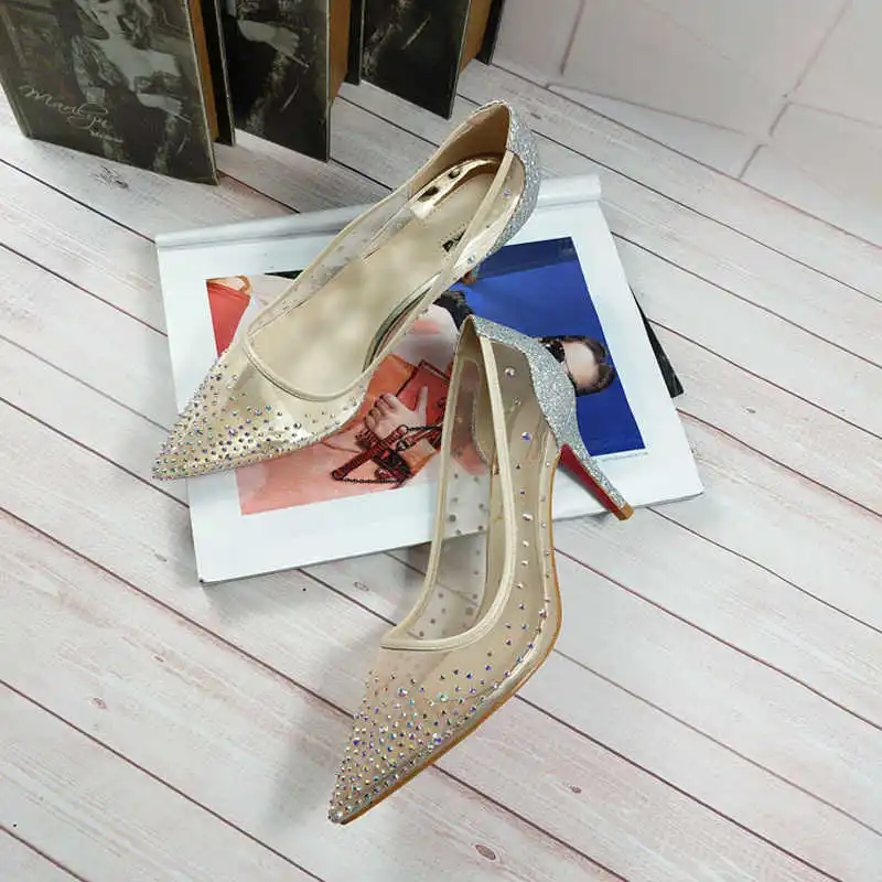 all-match pointed rhinestone mesh slim-heeled women 2019 summer high-heeled women's shoes
all-match pointed rhinestone mesh slim-heeled women 2019 summer high-heeled women's shoes