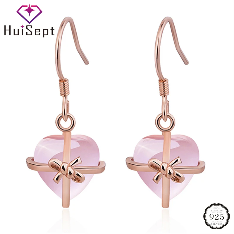 HuiSept Trendy 925 Silver Earring Heart-shape Rose Quartz Gemstones Drop Earrings for Female Wedding Party Gift Jewelry Ornament
HuiSept Trendy 925 Silver Earring Heart-shape Rose Quartz Gemstones Drop Earrings for Female Wedding Party Gift Jewelry Ornament