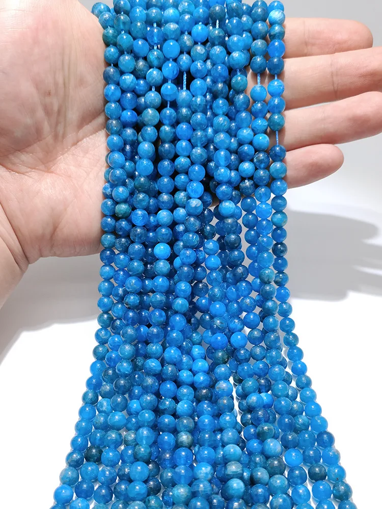 Natural Blue Apatite Crystal Round Beads 6-10mm 15.5"
Natural Blue Apatite Crystal Round Beads 6-10mm 15.5"