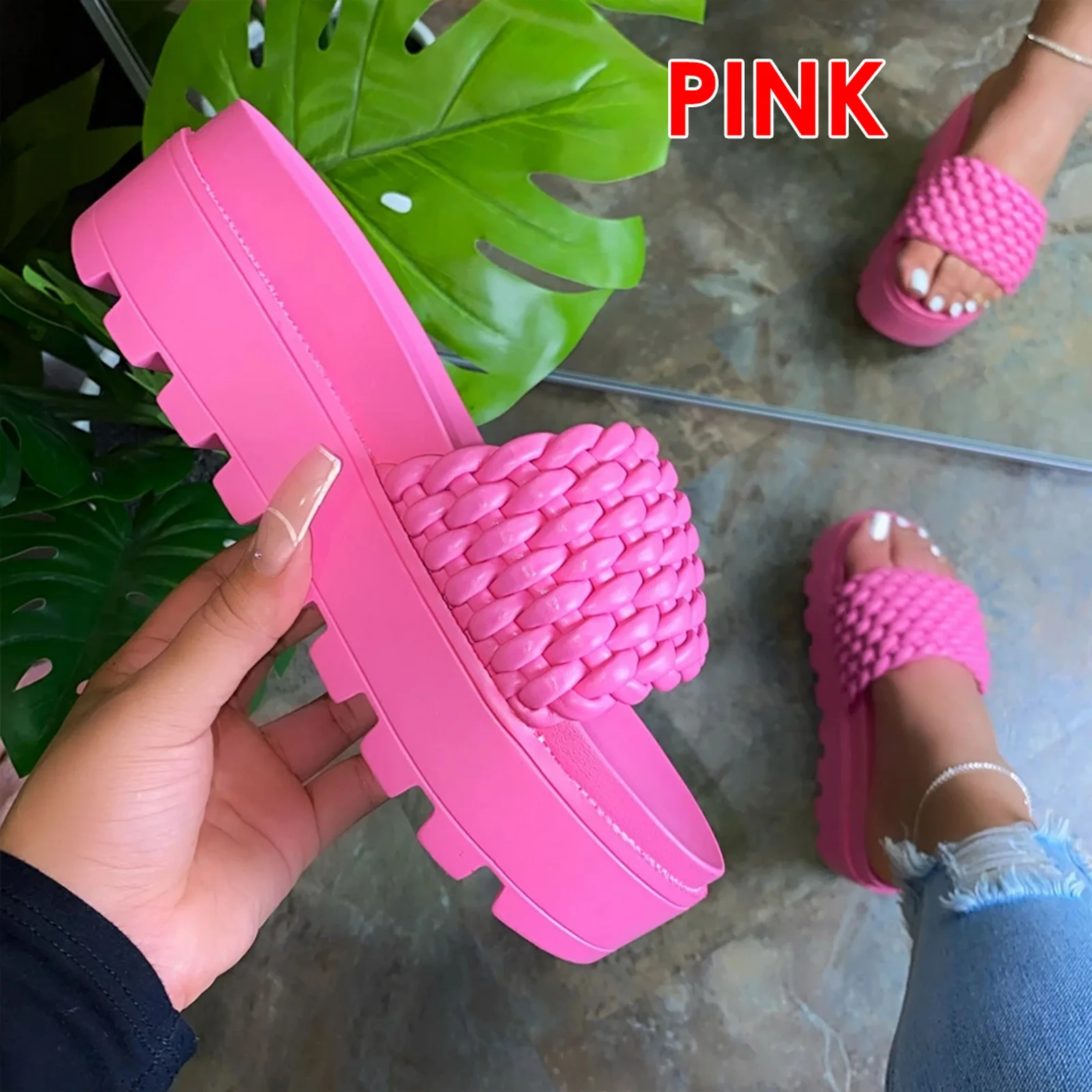 Women's Sandals Slippers 2021 Summer New Style Fashion Thick-Soled Flat Woven Solid Color Indoor Slippers
Women's Sandals Slippers 2021 Summer New Style Fashion Thick-Soled Flat Woven Solid Color Indoor Slippers