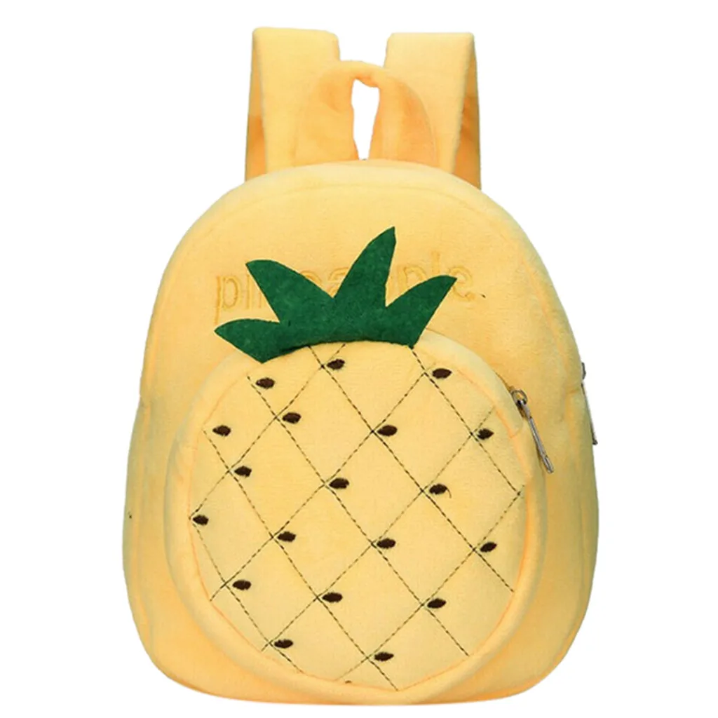 Детский модный плюшевый мини-рюкзак на молнии с вышивкой фруктов сумка для