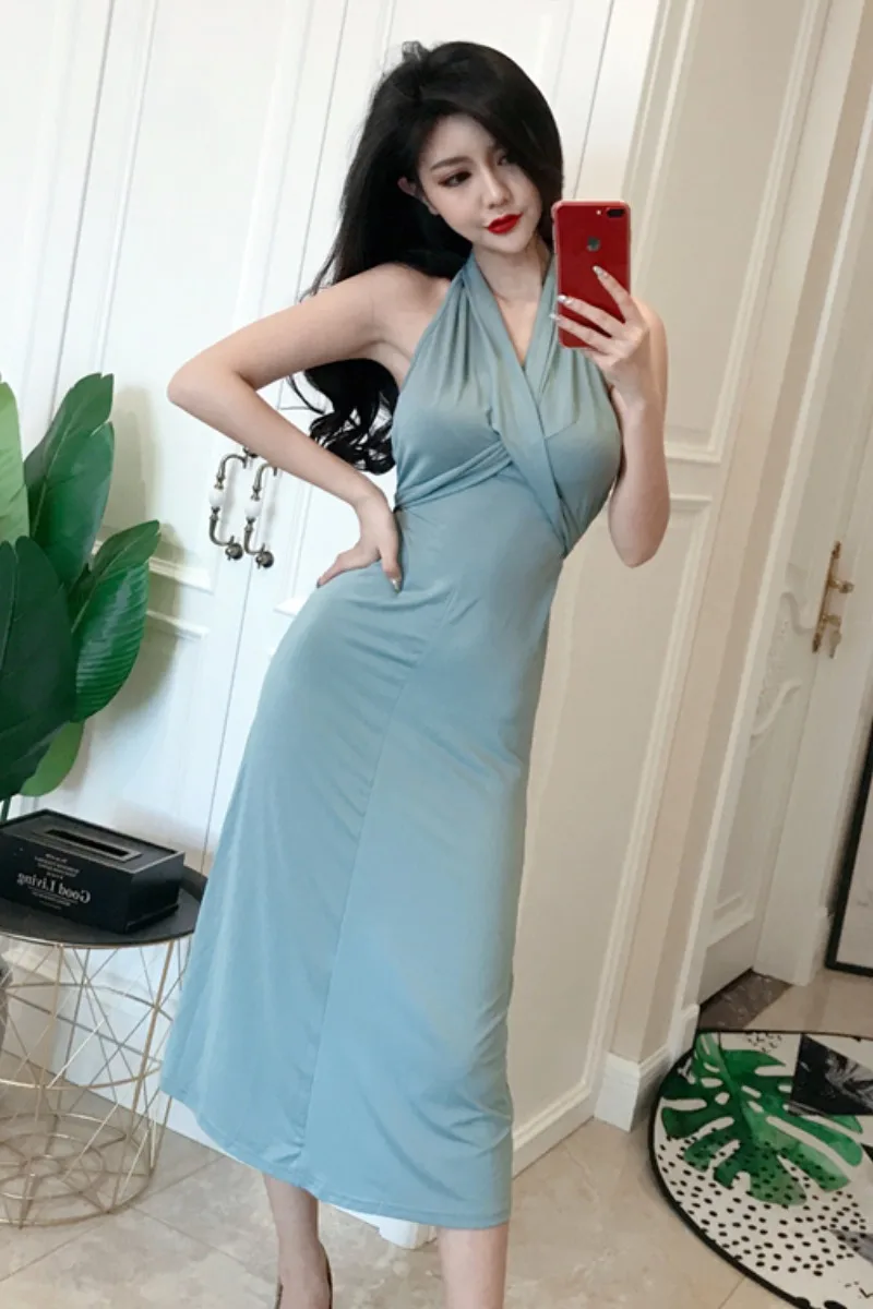 New Fashion Halter Collar Backless Bandage Bodycon Dress Party Evening Elegant Slim Solid Long Dresses Women Clothing Summer
New Fashion Halter Collar Backless Bandage Bodycon Dress Party Evening Elegant Slim Solid Long Dresses Women Clothing Summer