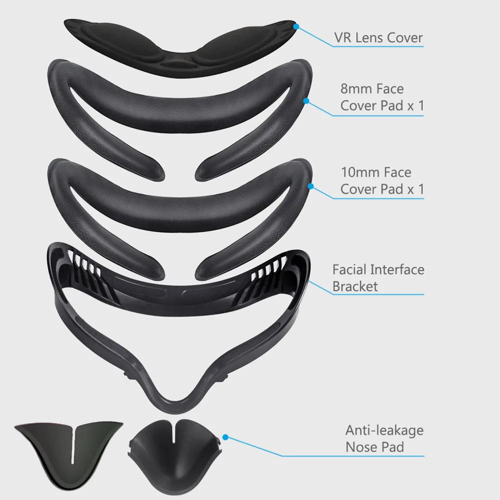 Lens Cover 6 In 1 Interface Bracket Cushion Frame VR Facial Pad Detachable Soft Easy Install PU Leather Foam For Oculus Quest 2
Lens Cover 6 In 1 Interface Bracket Cushion Frame VR Facial Pad Detachable Soft Easy Install PU Leather Foam For Oculus Quest 2