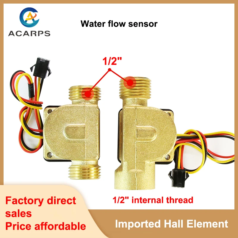 

1/2" Water Flow Sensor Brass 1.75MPa Hall Sensor Turbine Pulse Flowmeter DC5~18V Used For Water Heaters Water Dispensers