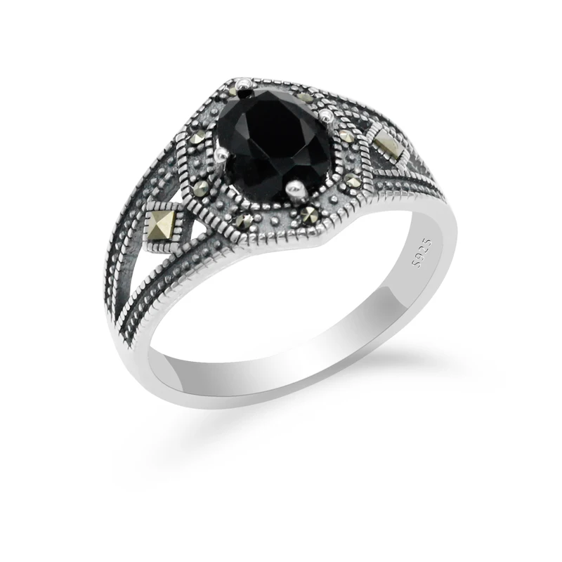 Original 925 Sterling Silver Women Stone Ring with Black Cubic Zircon Mosaic Ring Retro Style for Ladies Bohemia Jewelry
Original 925 Sterling Silver Women Stone Ring with Black Cubic Zircon Mosaic Ring Retro Style for Ladies Bohemia Jewelry