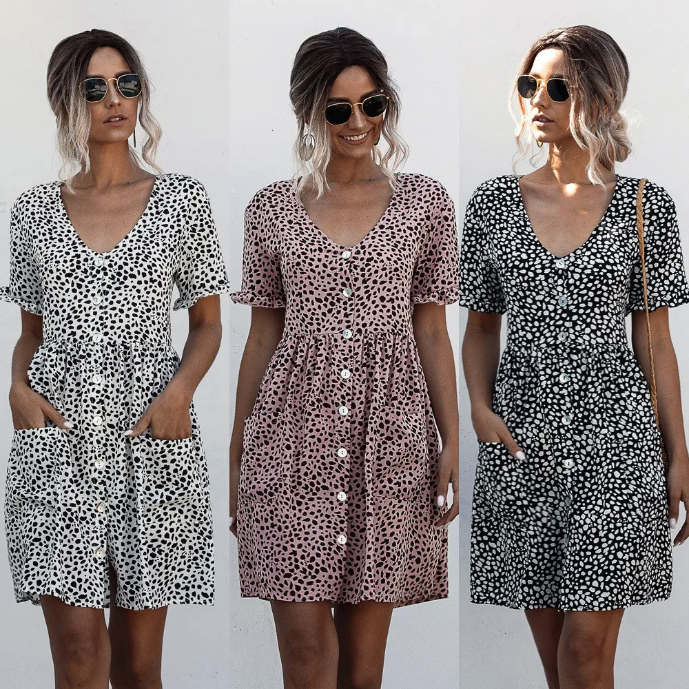Summer New Fashion 2020 Dress Short Sleeves Women Polka Dot Printed Shirt Sundress Buttons Female Vintage Casual Loose Soft
Summer New Fashion 2020 Dress Short Sleeves Women Polka Dot Printed Shirt Sundress Buttons Female Vintage Casual Loose Soft