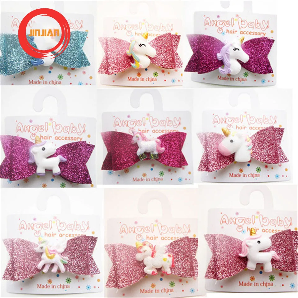 JINJIAN Korean Children Hair bows unicorn hairpin headdress hair accessories girls jewelry cosplay Birthday present Headwear | Аксессуары