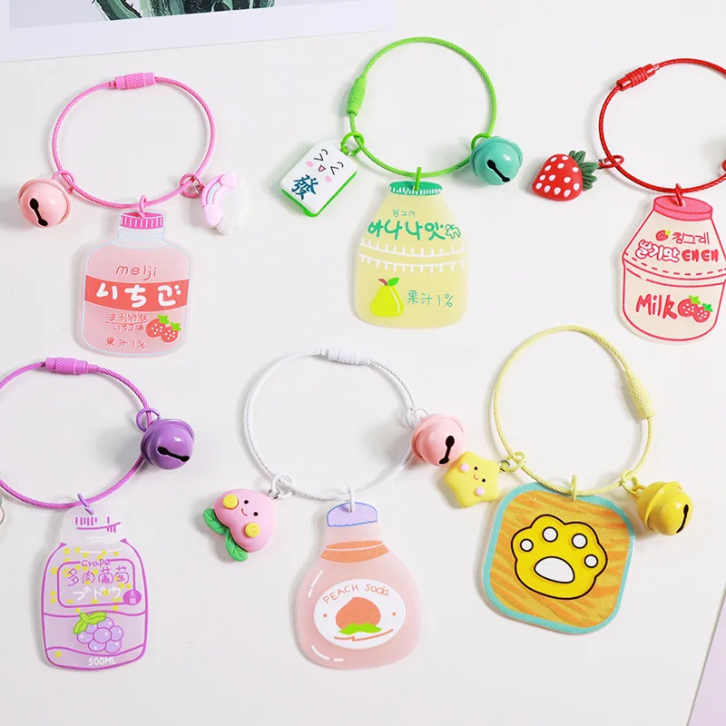 Cartoon Cute Yogurt Drink Fruit Juice Color Bell Key Rings Key Chain Backpack Bags Pendant Jewelry Accessories Anniversary Gifts
Cartoon Cute Yogurt Drink Fruit Juice Color Bell Key Rings Key Chain Backpack Bags Pendant Jewelry Accessories Anniversary Gifts