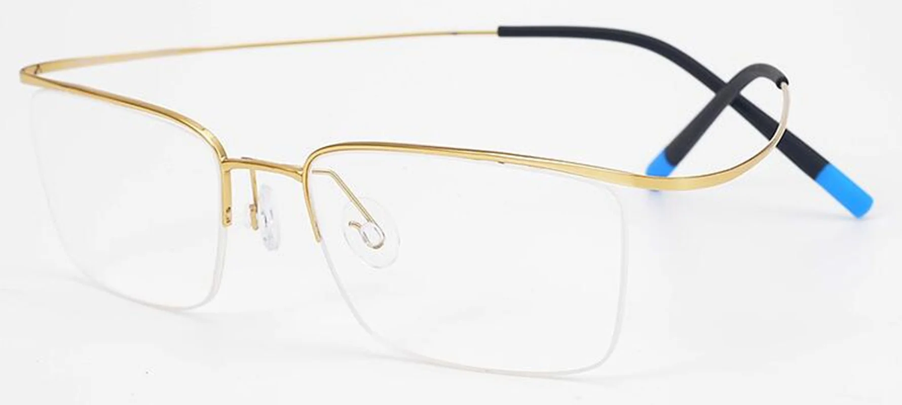 

Quality Men Pure-Titanium Halfrim Eyeglasses Frame 53-18-145 Lightweight for Prescription Concise Eyebrow Design