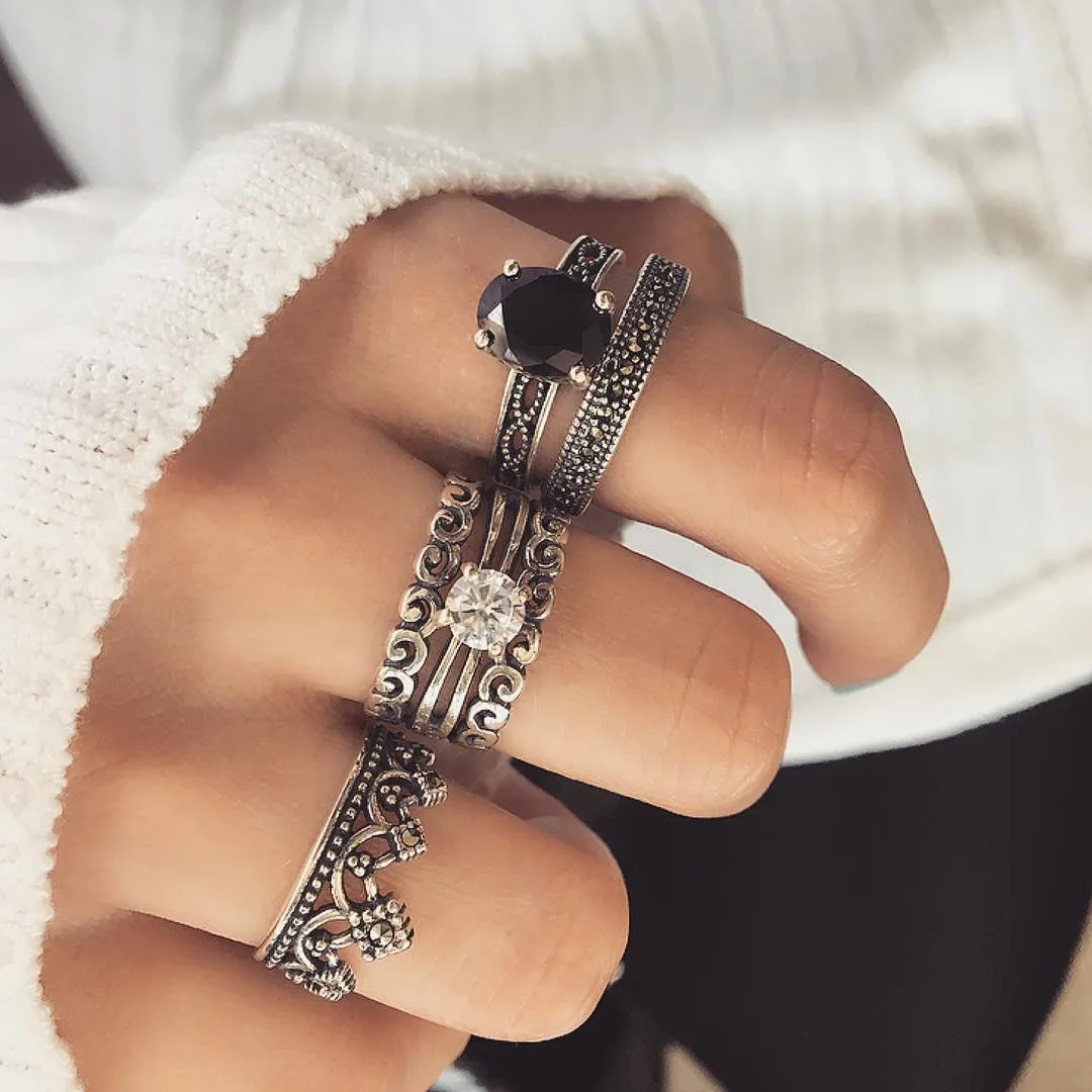 Europe and America Vintage Antique Silver Color Rings Sets For Women Fashion 6pca/set Geometric Boho Knuckle Finger Ring Jewelry
Europe and America Vintage Antique Silver Color Rings Sets For Women Fashion 6pca/set Geometric Boho Knuckle Finger Ring Jewelry