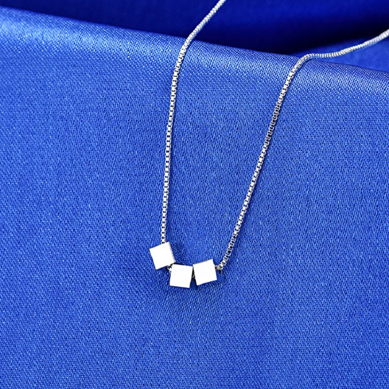 100% Real Pure Silver Color Jewelry Vintage Korean Long Three Cube Box Necklace For Women Wedding Kolye Collares
100% Real Pure Silver Color Jewelry Vintage Korean Long Three Cube Box Necklace For Women Wedding Kolye Collares