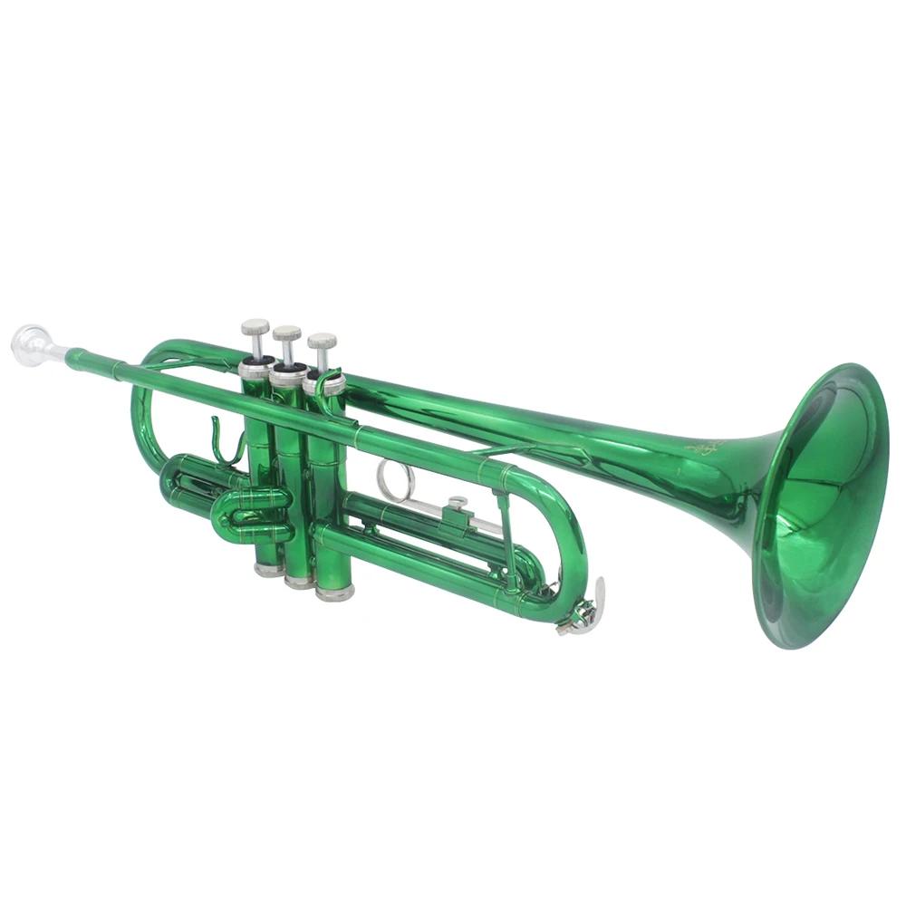 

Труба Green Bb плоская профессиональная латунная музыкальный инструмент изысканный прочный тромпер Мундштук перчатки ремешок чехол Аксессуа...
