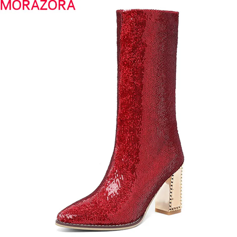MORAZORA/Новое поступление; Модные ботинки до середины икры; Зимние однотонные женские ботинки на толстом высоком каблуке; Женская обувь с остр...
MORAZORA/Новое поступление; Модные ботинки до середины икры; Зимние однотонные женские ботинки на толстом высоком каблуке; Женская обувь с остр...