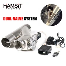 Hamsit stainless steel electronically controlled double valve exhaust pipe variable sound remote control Y-type exhaust valve