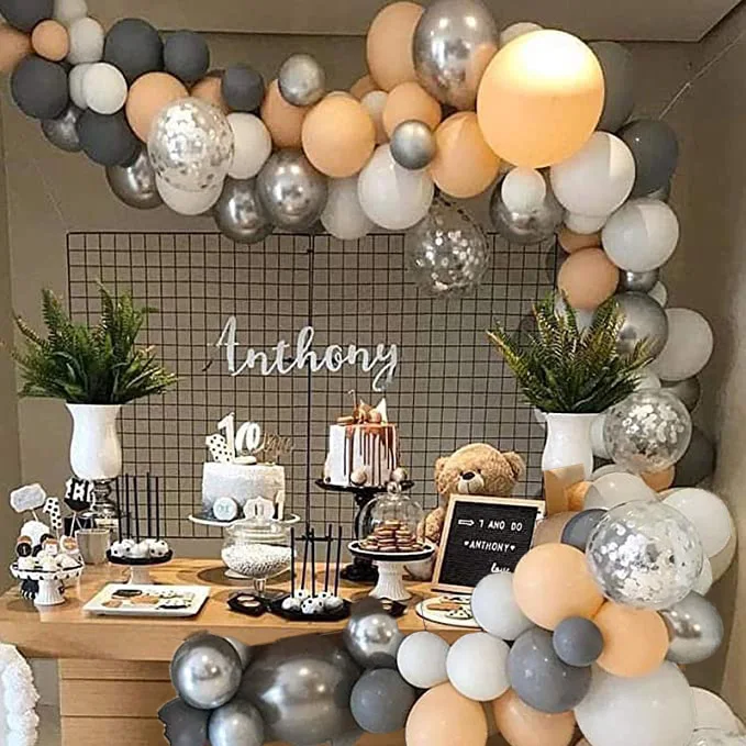 103Pcs/lot Gray Orange Balloons Arch Garland Peach Silver Confetti Balloon Ach Chain for Wedding Birthday Party Decor Supplies
103Pcs/lot Gray Orange Balloons Arch Garland Peach Silver Confetti Balloon Ach Chain for Wedding Birthday Party Decor Supplies