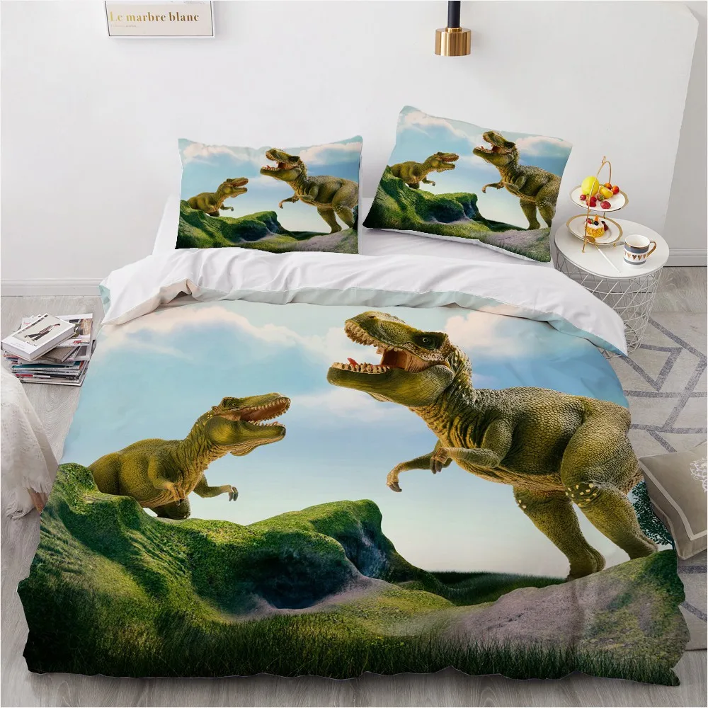 Bedding Sets 3D Custom Duvet Quilt Cover Set Comforter Bed Linen Pillowcase King Queen Full Double Animal Dinosaur Home Texitle | Дом и сад
