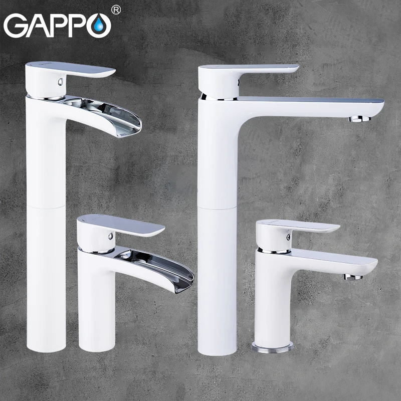 

GAPPO white chrome brass Basin Faucets waterfall faucet basin mixers sink taps tall bathroom water taps rainfall mixer griferia