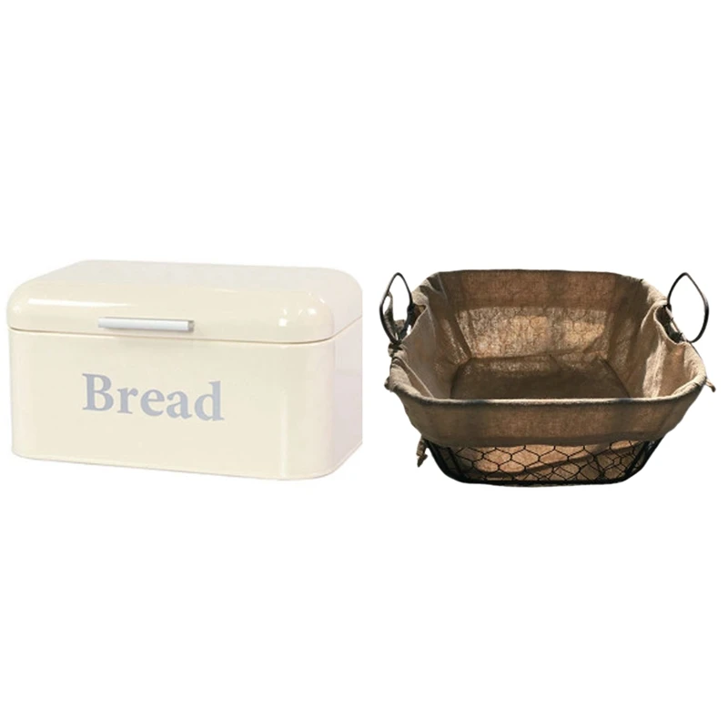 Bread Box Cupboard Iron Snack Box White & Metal Art Storage Baskets Industrial Style Kitchen Snack Storage Basket
Bread Box Cupboard Iron Snack Box White & Metal Art Storage Baskets Industrial Style Kitchen Snack Storage Basket