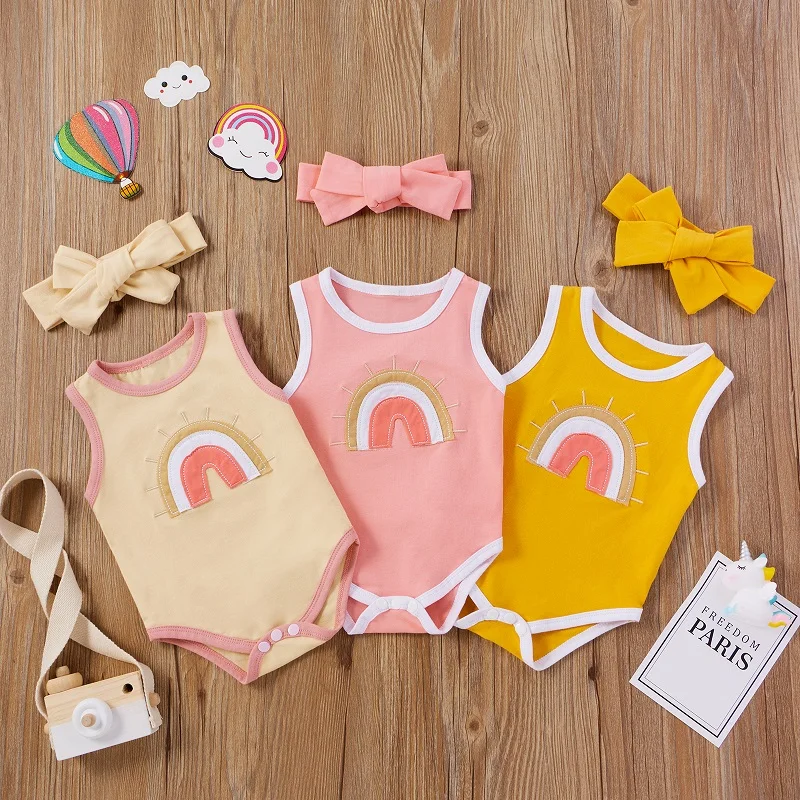 0-12M Newborn Baby Boy Girl Sleeveless Rainbow Cotton Romper Jumpsuit Headband 2PCS Outfits Summer Clothes
0-12M Newborn Baby Boy Girl Sleeveless Rainbow Cotton Romper Jumpsuit Headband 2PCS Outfits Summer Clothes