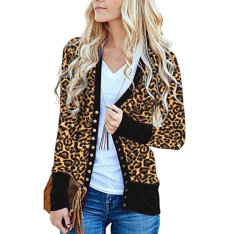 

Женский однобортный пиджак с леопардовым принтом, повседневный тонкий пиджак с длинным рукавом, Модный облегающий Топ, элегантный офисный ...
