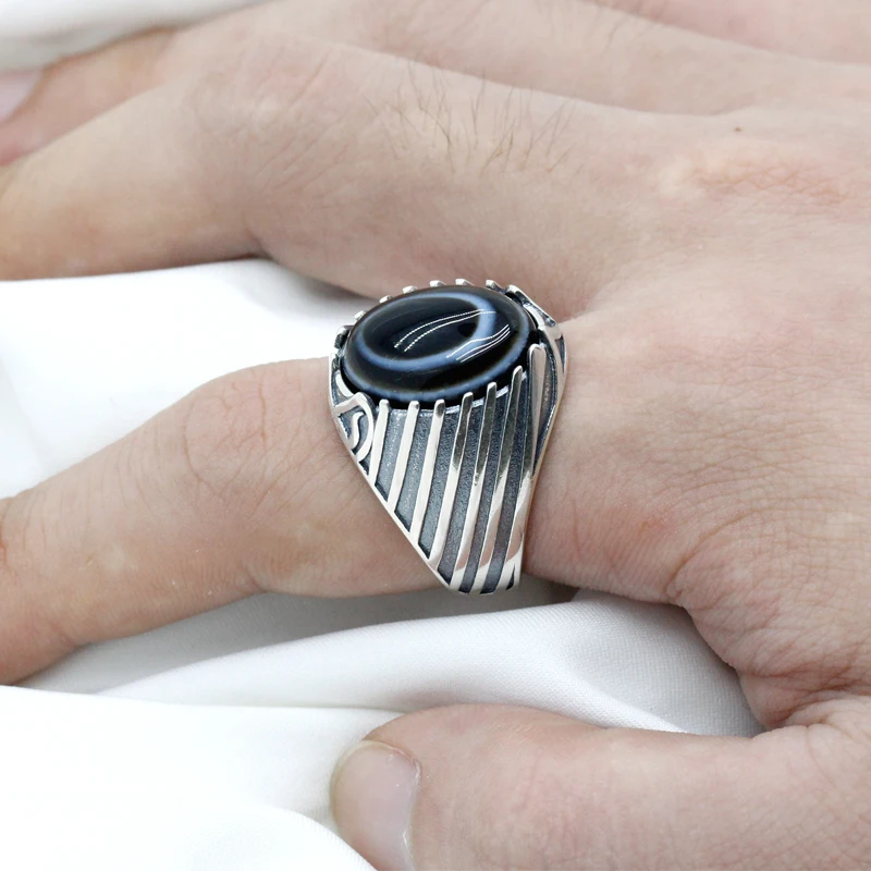 Natural stone ring men's 925 sterling silver eyes agate stone antique hold lucky ring women's men's Turkish jewelry
Natural stone ring men's 925 sterling silver eyes agate stone antique hold lucky ring women's men's Turkish jewelry
