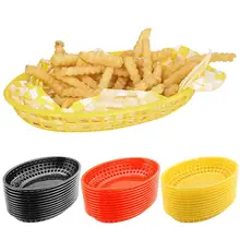 12Pcs Plastic Fast Food Basket Hot Dog Serving Plate Red Checke Wax Liners Hamburger French Fries Paper Restaurant Tray