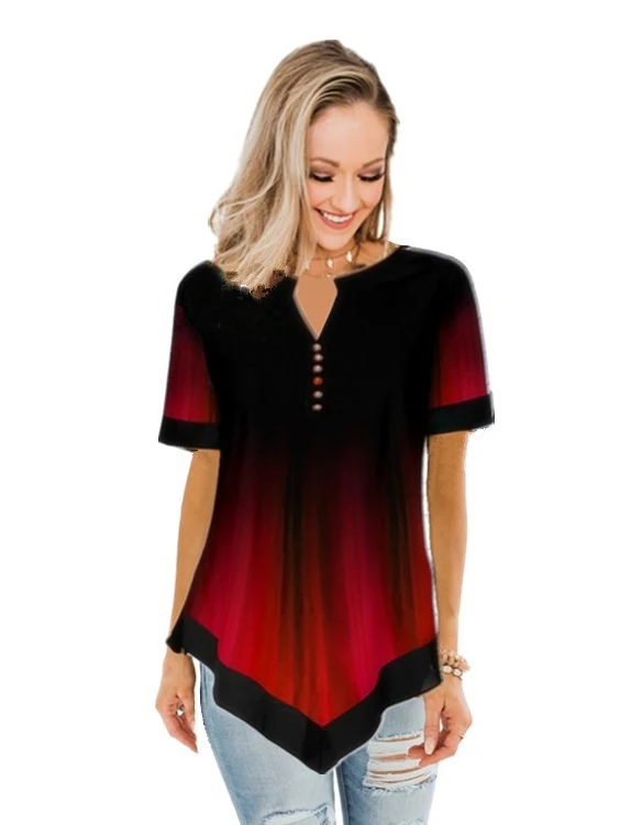 Womens Summer Fashion Printed Blouses Casual Short Sleeved Button Chiffon Shirt Women Plus Size Irregular Loose Shirt Tops
Womens Summer Fashion Printed Blouses Casual Short Sleeved Button Chiffon Shirt Women Plus Size Irregular Loose Shirt Tops
