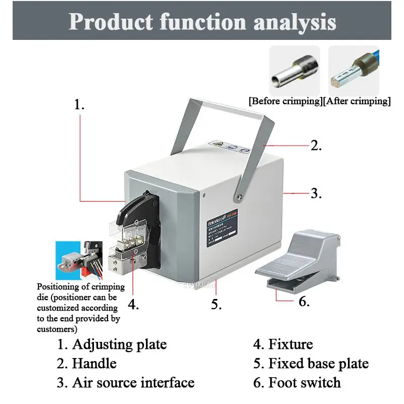 FEK-06M Pneumatic Type Terminal Crimping Machine Pneumatics Air Tools Crimp Variety of Terminals Ferramentas
FEK-06M Pneumatic Type Terminal Crimping Machine Pneumatics Air Tools Crimp Variety of Terminals Ferramentas
