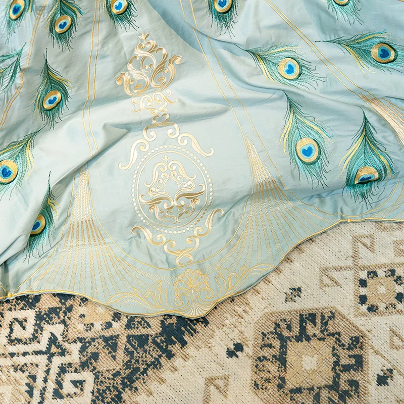 CHIC EMBROIDERY LUXURY BEDDING SET QUEEN KING SIZE DUVET COVER BED SHEET SET 600TC EGYPTIAN COTTON SOFT FABRIC PEACOCK PATTERN
CHIC EMBROIDERY LUXURY BEDDING SET QUEEN KING SIZE DUVET COVER BED SHEET SET 600TC EGYPTIAN COTTON SOFT FABRIC PEACOCK PATTERN