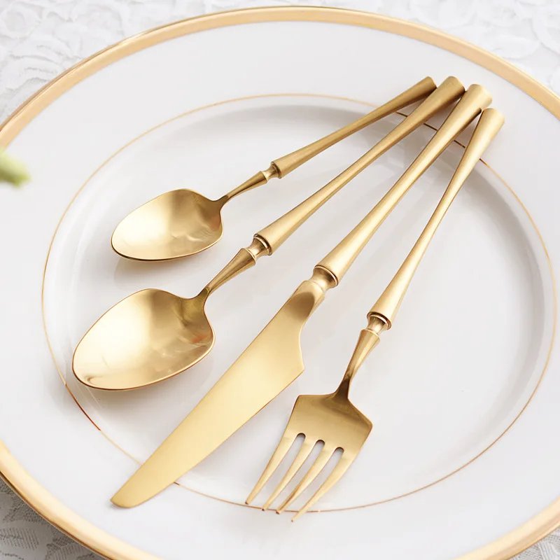 Golden Matte Tableware Silverware Set Spoon and Fork 18/10 Resuable Stainless Steel Cutlery Sets Disherwasher Safe Flatware
Golden Matte Tableware Silverware Set Spoon and Fork 18/10 Resuable Stainless Steel Cutlery Sets Disherwasher Safe Flatware