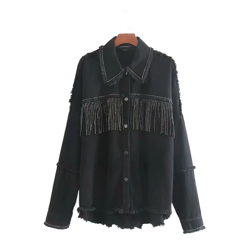 2022 New Fall Season Thin Jackets Black Color with Button Draped Tassel High Street Punk Cool Girl Jackets for Women
2022 New Fall Season Thin Jackets Black Color with Button Draped Tassel High Street Punk Cool Girl Jackets for Women