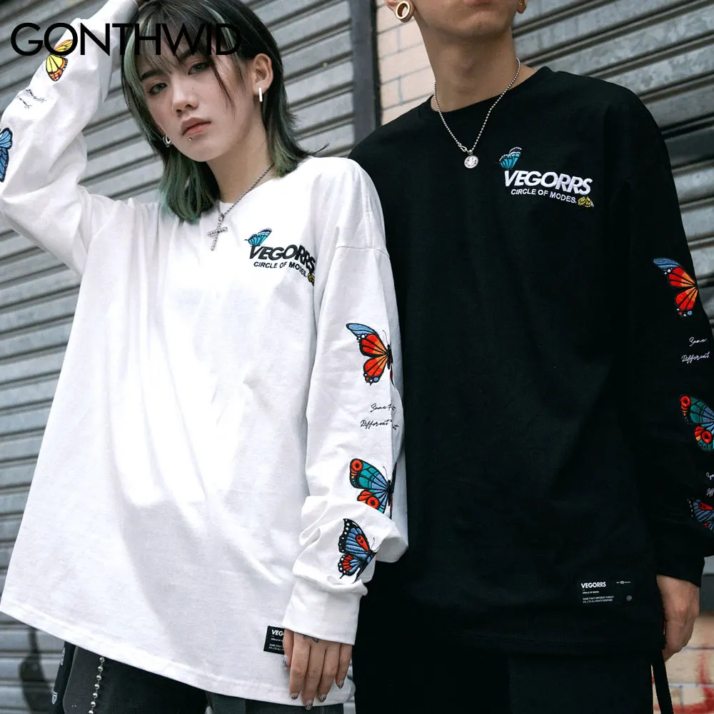 GONTHWID Harajuku Embroidery Butterfly Long Sleeve Tshirts Mens Casual Streetwear Tees Shirts 2020 Hip Hop O-Neck Tops Outwear
GONTHWID Harajuku Embroidery Butterfly Long Sleeve Tshirts Mens Casual Streetwear Tees Shirts 2020 Hip Hop O-Neck Tops Outwear