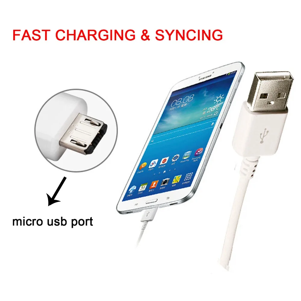 Кабель Micro USB Samsung оригинал быстрая зарядка 2А провод для передачи данных 100/150/200 см