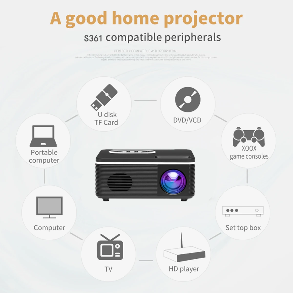 Aibecy S361 Mini Portable LED Projector Support 1080P 600 Lumens Built-in Speaker Multimedia Video Movie Projector Home Theater
Aibecy S361 Mini Portable LED Projector Support 1080P 600 Lumens Built-in Speaker Multimedia Video Movie Projector Home Theater
