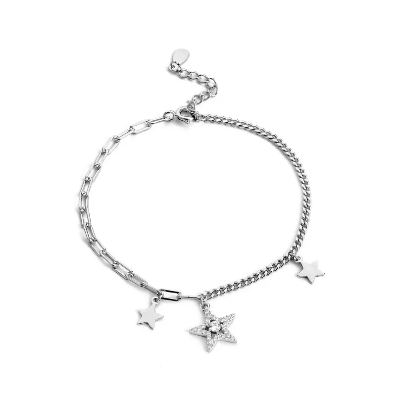 GREEN PURPLE S925 Sterling Silver Star Bracelet Zircon Asymmetric Chain Pendants Chain Bracelet Pulsera Plata 925 Jewelry 
GREEN PURPLE S925 Sterling Silver Star Bracelet Zircon Asymmetric Chain Pendants Chain Bracelet Pulsera Plata 925 Jewelry