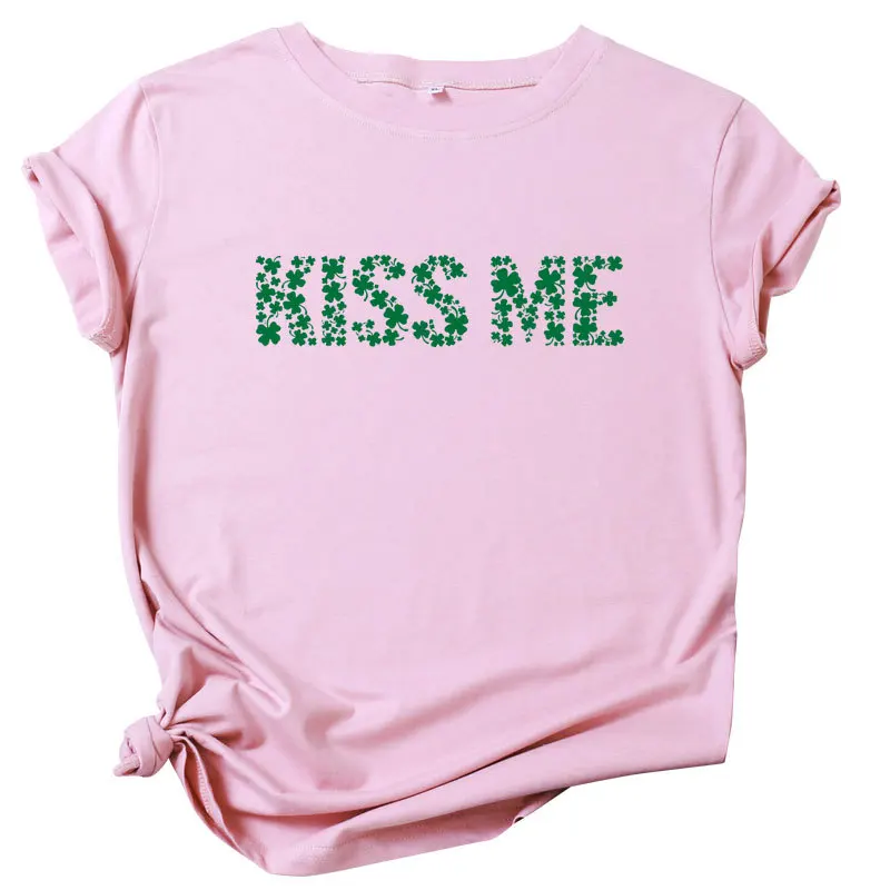 Kiss Me Clover Fashion Print Female t shirt O-Neck S-5XL Women T-shirt 100% Cotton Plus Size Short Sleeve harajuk Tops Tees 
Kiss Me Clover Fashion Print Female t shirt O-Neck S-5XL Women T-shirt 100% Cotton Plus Size Short Sleeve harajuk Tops Tees