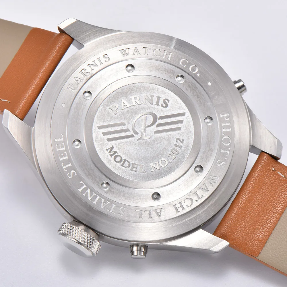 

Parnis 48mm Mens Automatic Watch Fashion Leather Strap Calendar Week Display Skeleton Tourbillon Mechanical Wristwatch Men