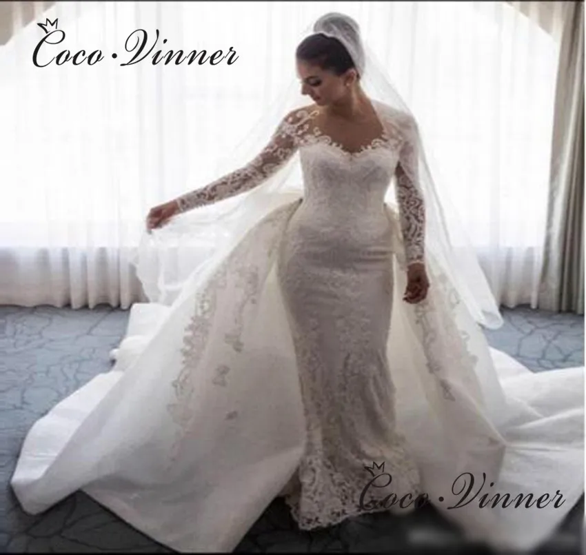Special Two in one Wedding Dress Middle East Style Mermaid Wedding Dresses With Detachable Tail Vintace Lace Bride Gown W0358
Special Two in one Wedding Dress Middle East Style Mermaid Wedding Dresses With Detachable Tail Vintace Lace Bride Gown W0358