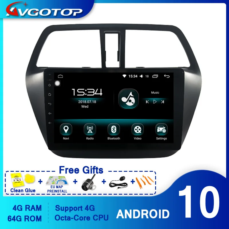 AVGOTOP Octa Core Android 10 0 автомобильный DVD плеер с сенсорным экраном для SUZUKI 2014 SX4 S Cross