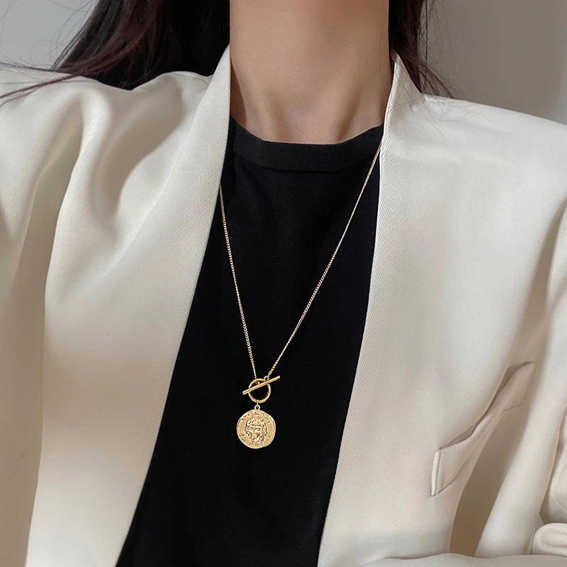 16k Gold Retro Portrait Sweater Necklace For Woman Light Luxury Coin Neck Chain Trend Long Collarbone Choker Adjustable Jewelry
16k Gold Retro Portrait Sweater Necklace For Woman Light Luxury Coin Neck Chain Trend Long Collarbone Choker Adjustable Jewelry
