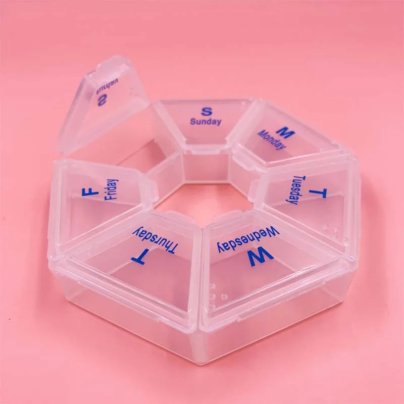 1pc Weekly 7 Days Pill Medicine Box Portable Tablet Pill Box Holder Medicine Candy Dispenser Storag Organizer Container Case
1pc Weekly 7 Days Pill Medicine Box Portable Tablet Pill Box Holder Medicine Candy Dispenser Storag Organizer Container Case