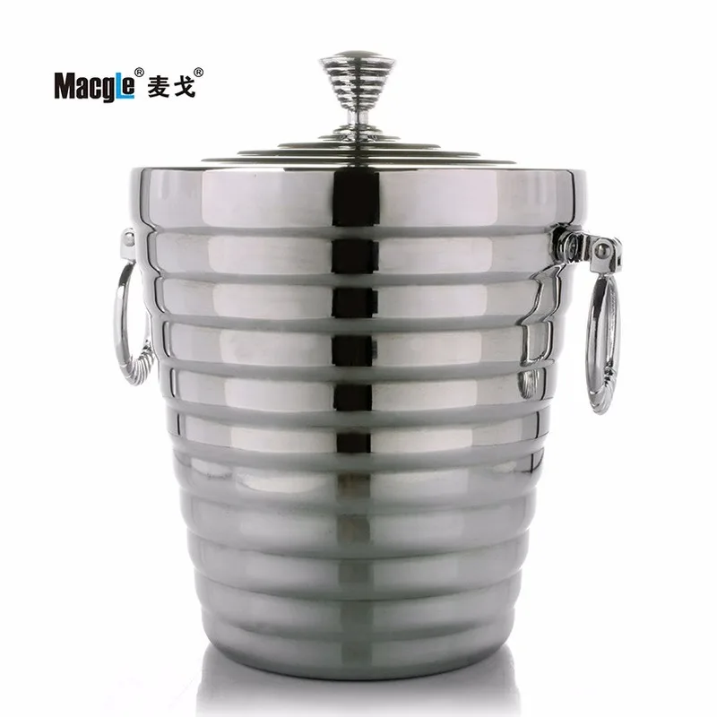 304 1L/2L Stainless Steel Ice Bucket Portable Double Wall Insulated with Lid Hotel wine Champagne whiskey Beverage beer tools MJ 
304 1L/2L Stainless Steel Ice Bucket Portable Double Wall Insulated with Lid Hotel wine Champagne whiskey Beverage beer tools MJ
