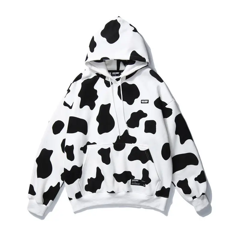 Cute Dairy Cow Kpop Women Hoodie Oversized Warm Pocket Hooded Sweatshirt Winter Harajuku Hoddies Loose Print Polerones Mujer | Женская